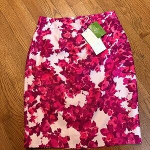 KATE SPADE Berry Moody Pencil Skirt Silk Blend Pink Floral Sz 2 romantic prep